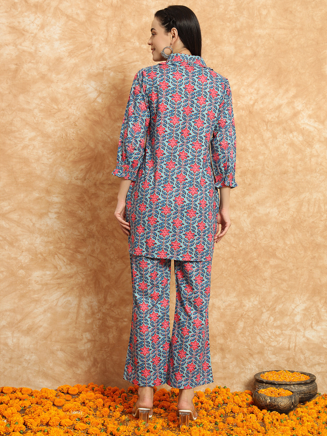 Chic Pure Cotton Floral Printed Casual Co-Ord Set for Women