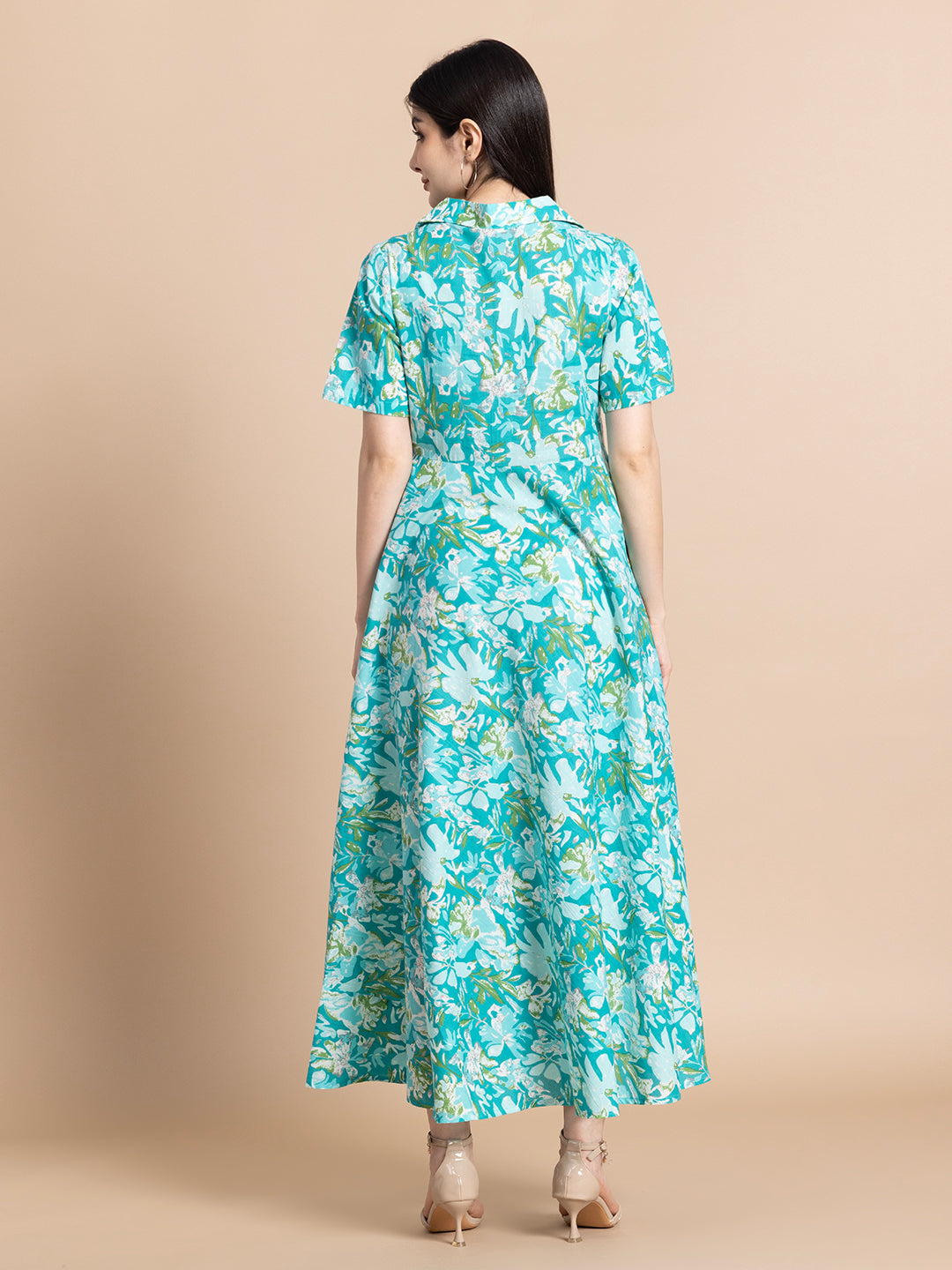 A-Line Cotton Printed Dress for Women Casual Style Gujari Jaipur 