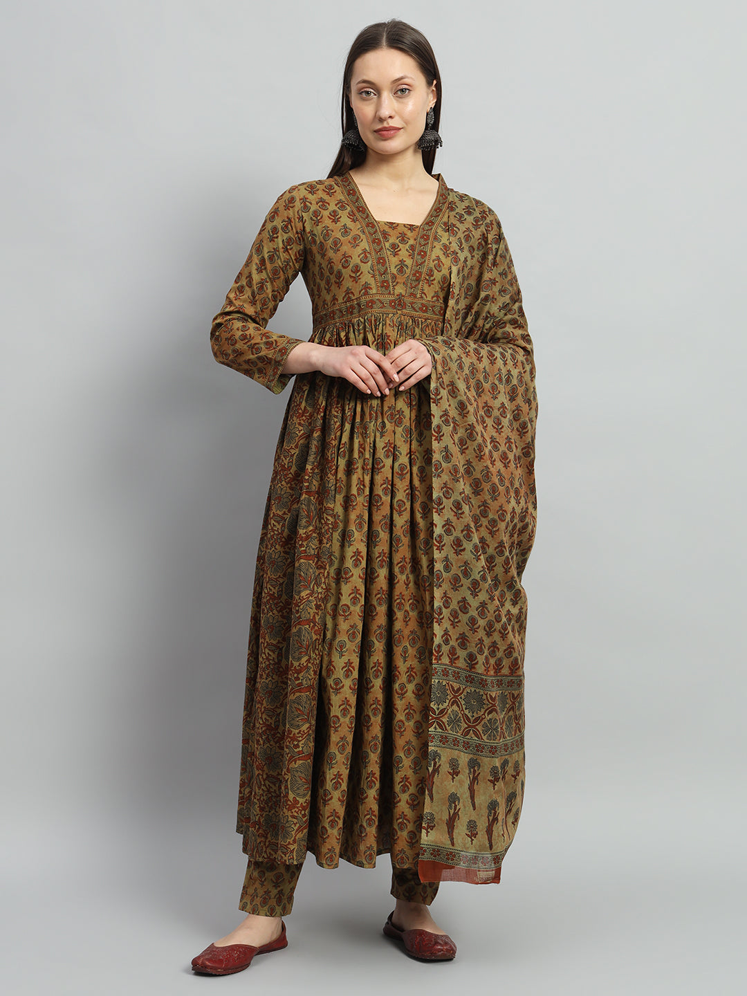 Printed Cotton Kurta Set with Dupatta for Women Wear