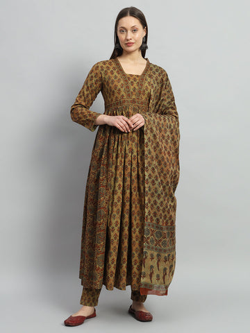 Printed Cotton Kurta Set with Dupatta for Women Wear