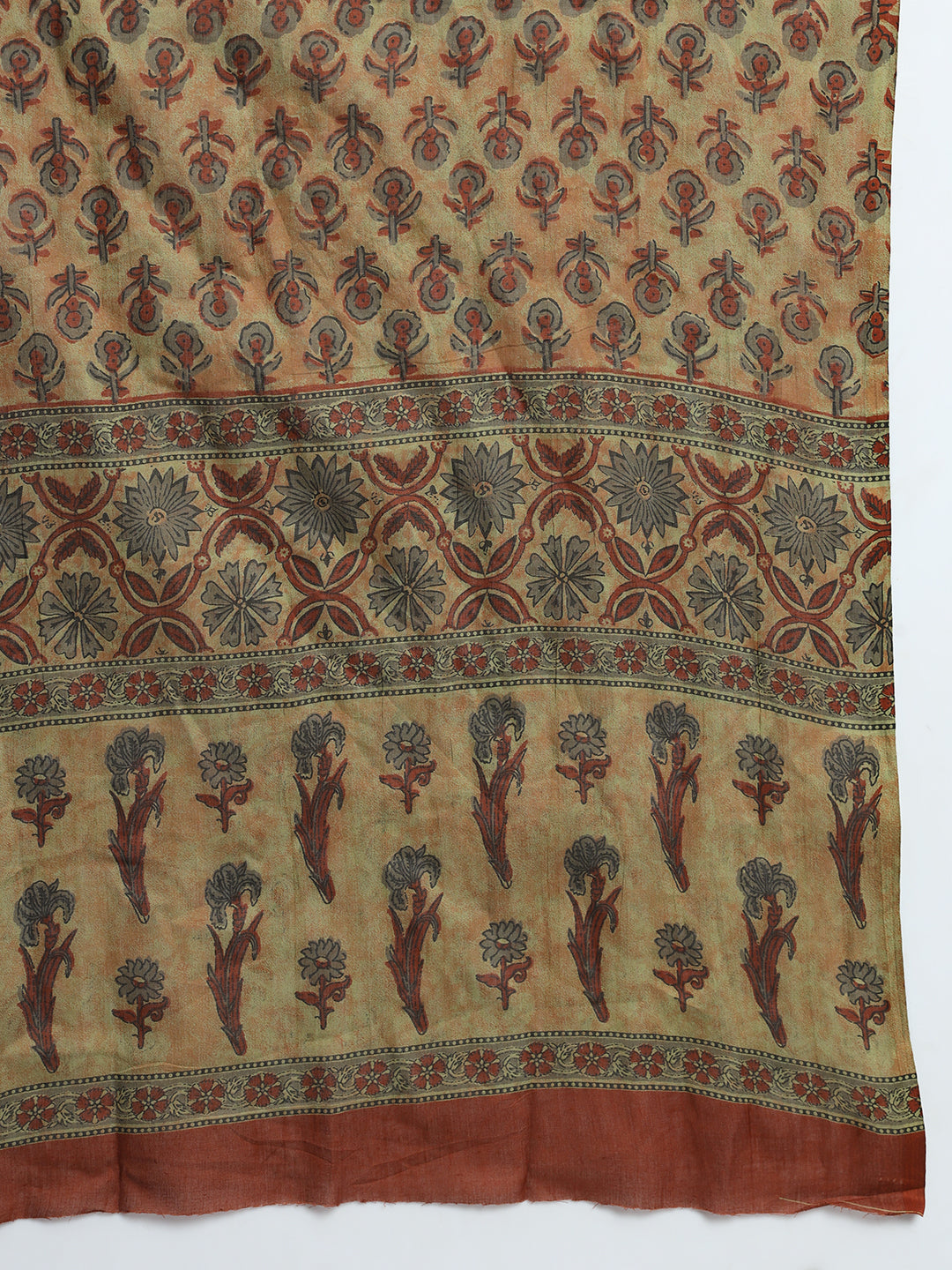 Brown Printed Kurta Pant Dupatta Ethnic Wear Set