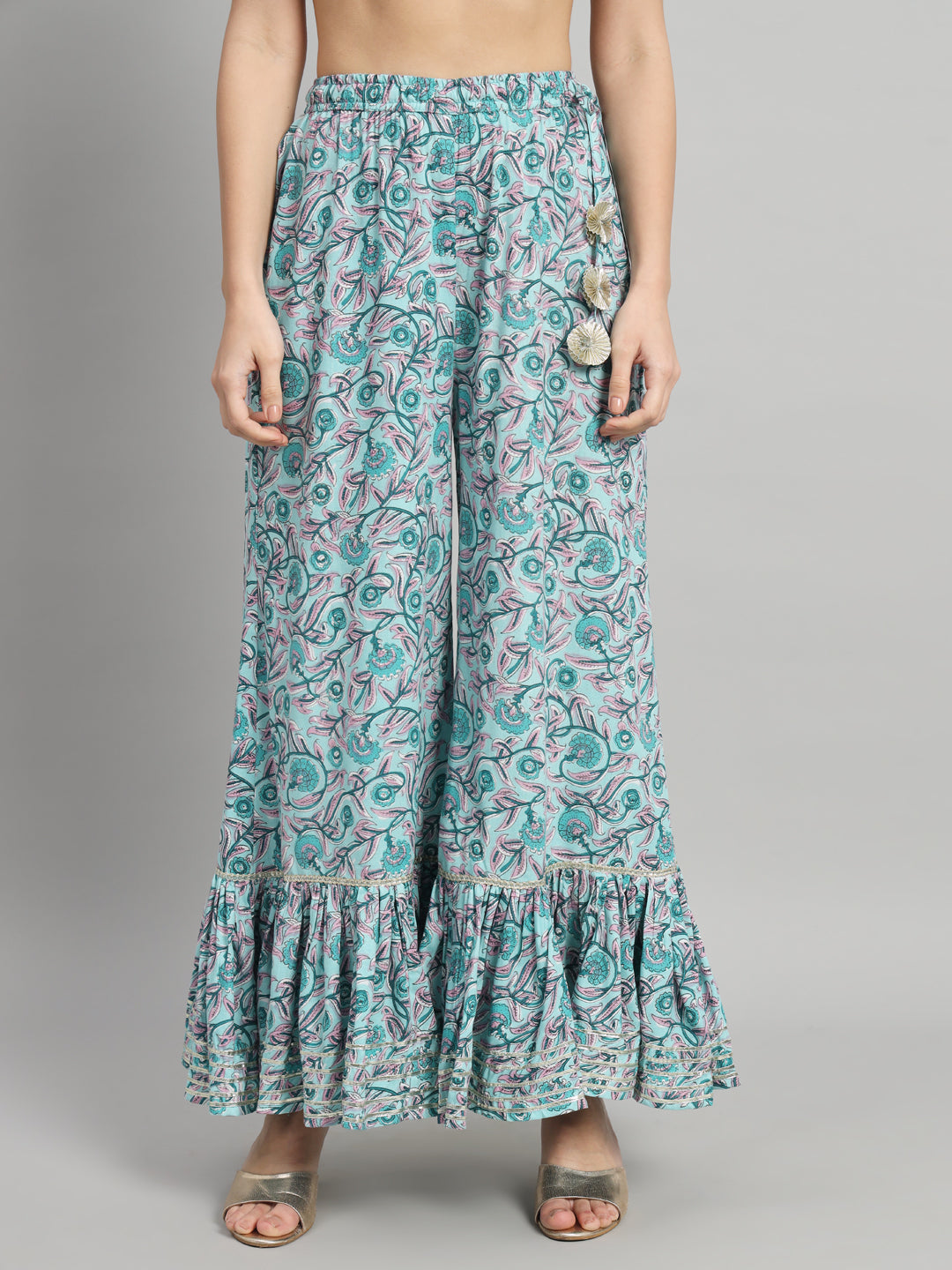 Elegant Ethnic Printed Sharara Set with Matching Dupatta