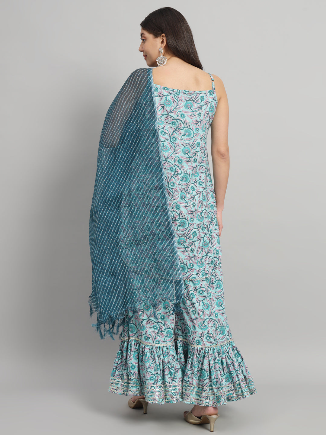 Elegant Ethnic Printed Sharara Set with Matching Dupatta