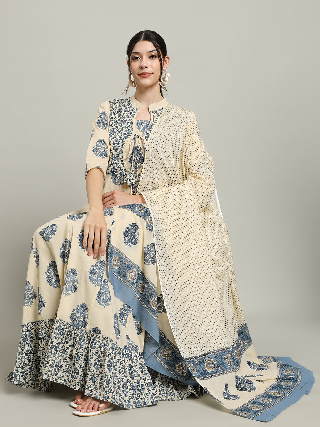 Pure Cotton Printed Kurta Set with Dupatta for Women