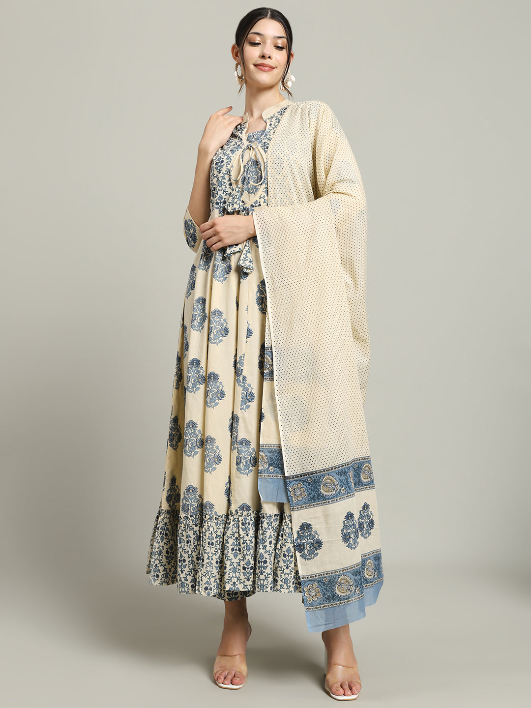 Pure Cotton Printed Kurta Set with Dupatta for Women Gujari Jaipur 