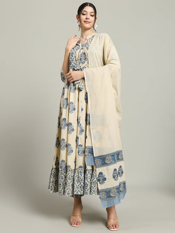 Pure Cotton Printed Kurta Set with Dupatta for Women Gujari Jaipur 
