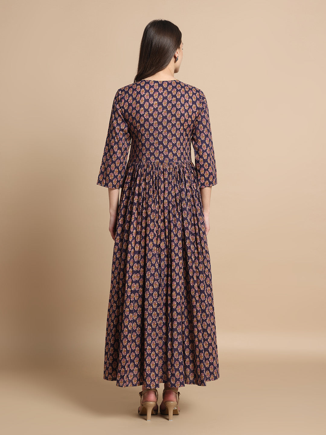 Vibrant Floral Printed Flared Anarkali Kurta for Women