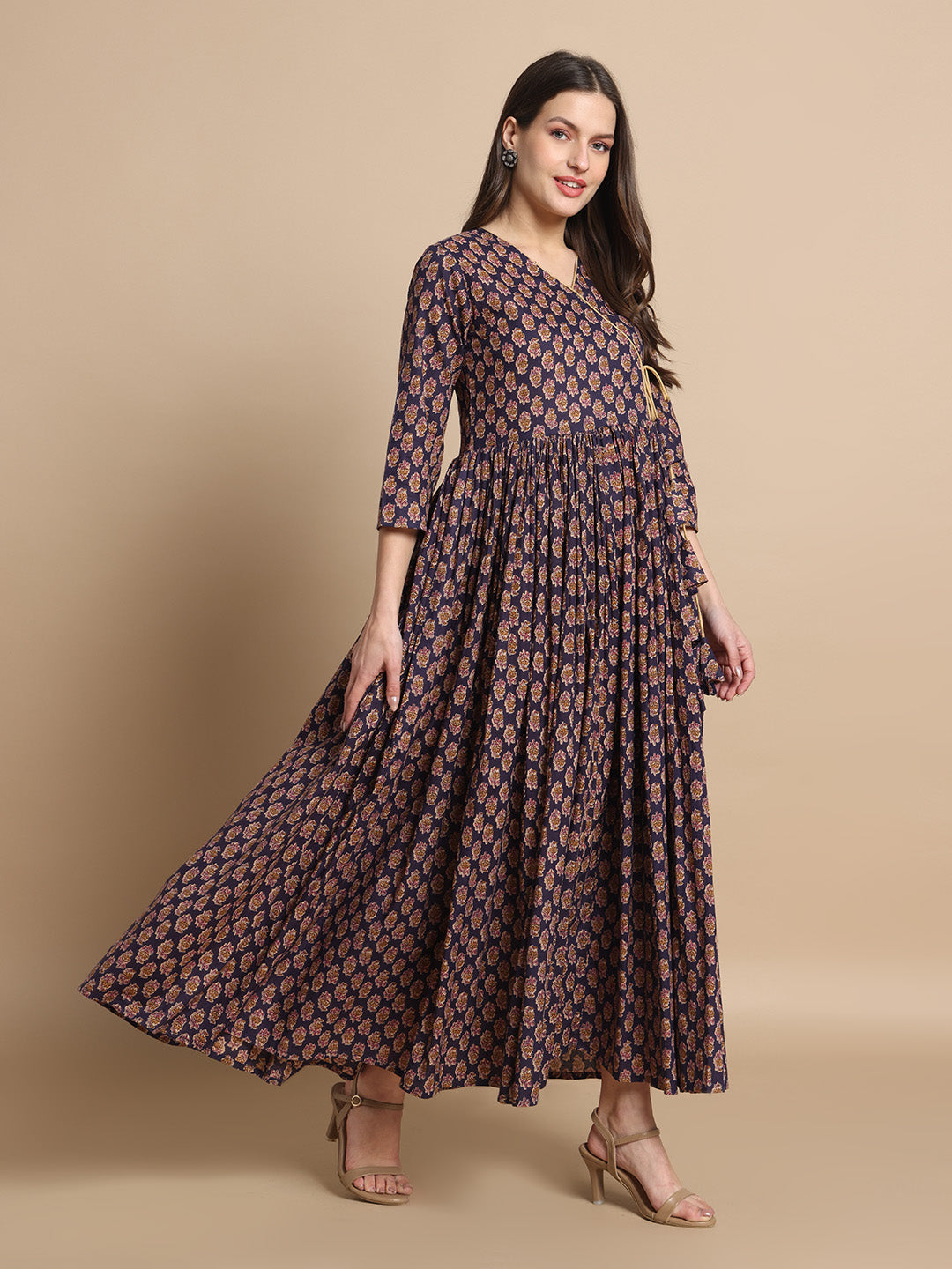 Vibrant Floral Printed Flared Anarkali Kurta for Women
