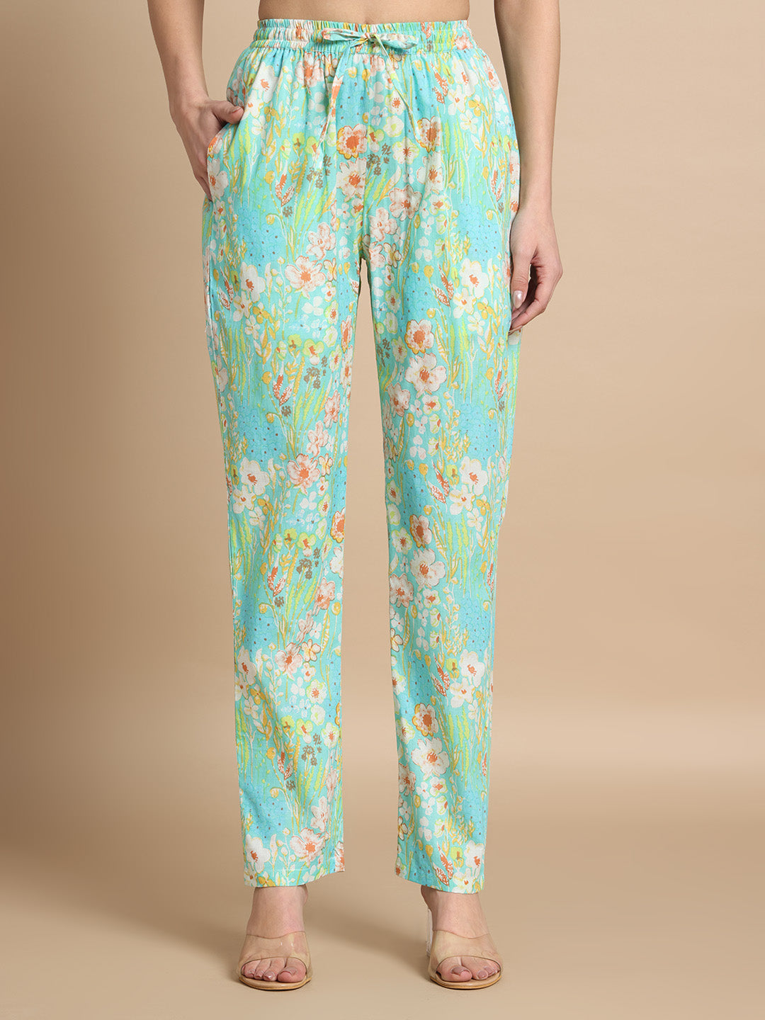 Elegant Mint Green Printed Cotton Co-Ord Set for Women