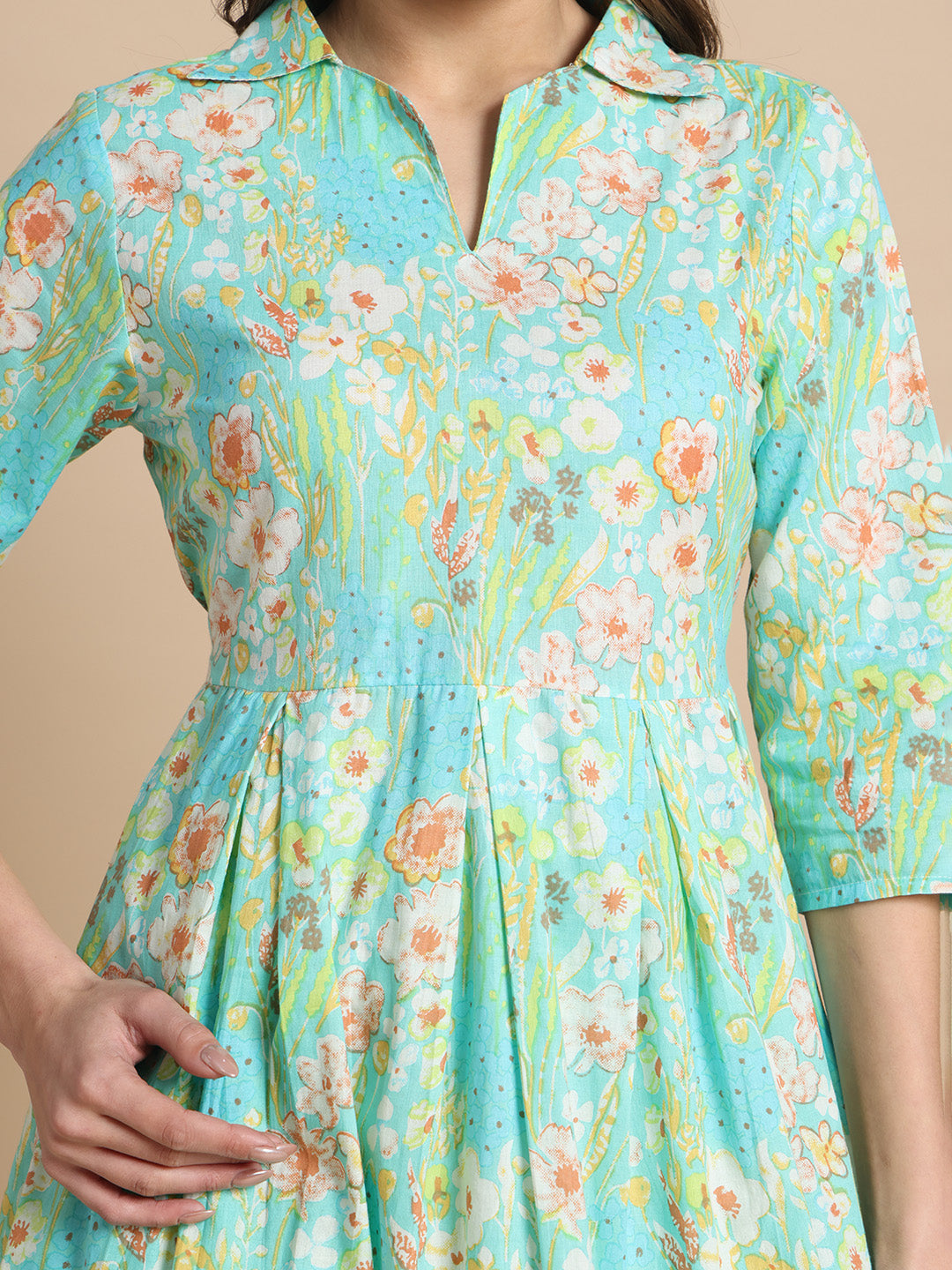 Elegant Mint Green Printed Cotton Co-Ord Set for Women