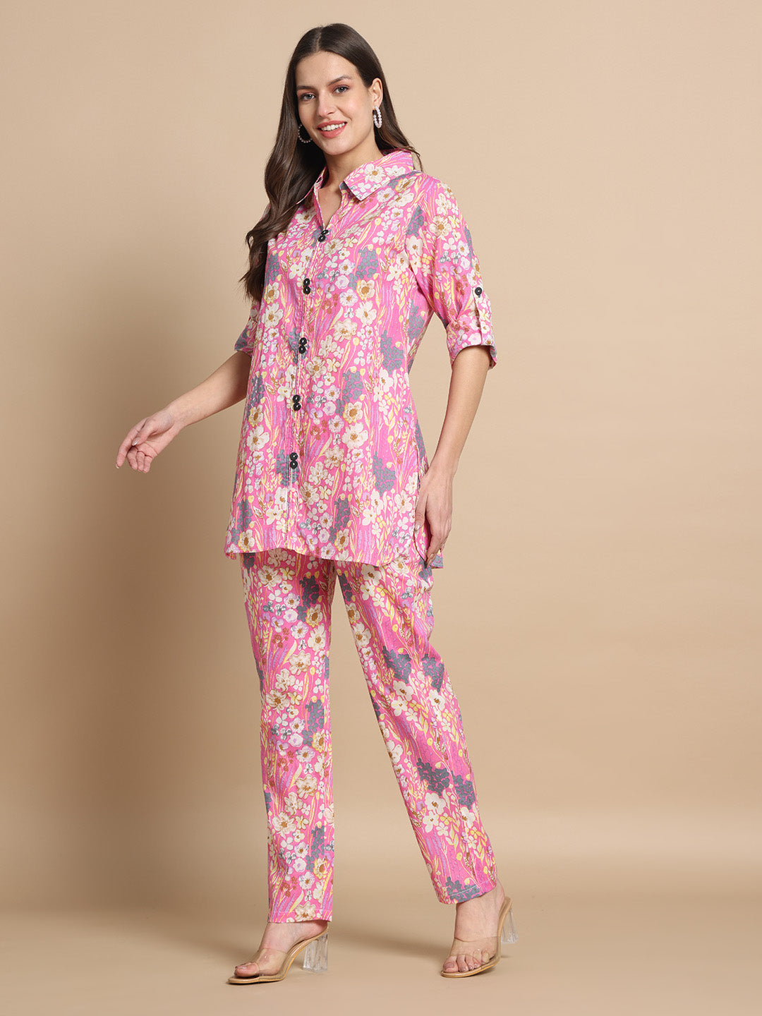 Women's Pink Floral Summer Co-ord Set