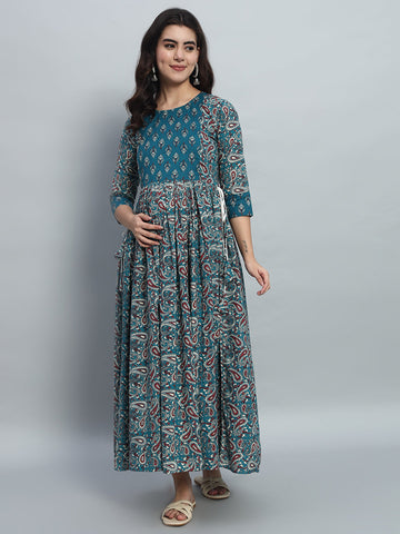 Refresh Your Look with Our Blue Printed Anarkali Gujari Jaipur