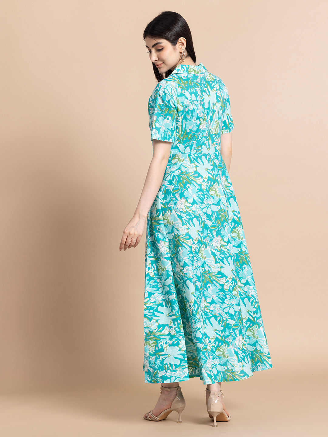 A-Line Cotton Printed Dress for Women Casual Style