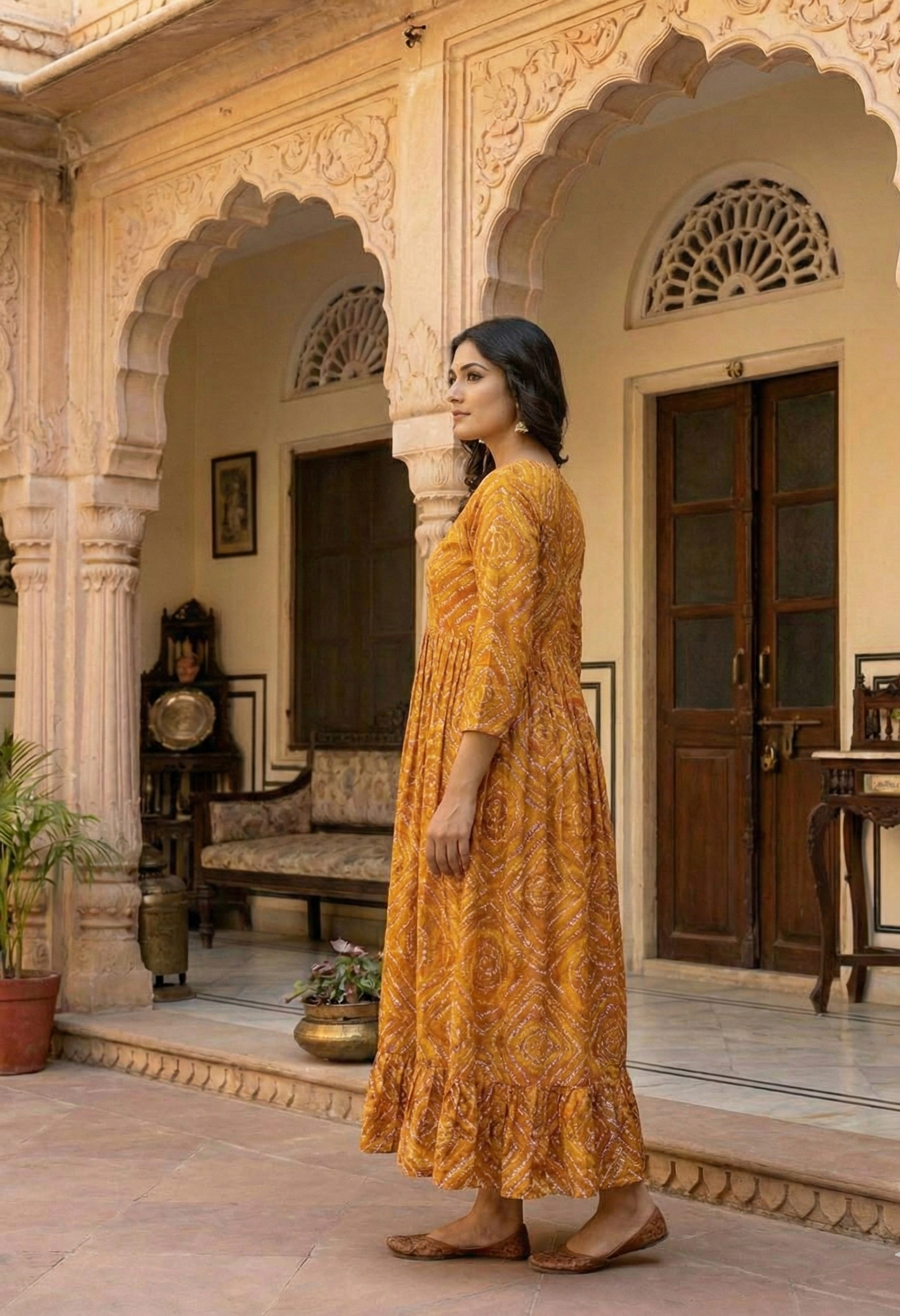 Solid Rayon Anarkali Kurta Set for Women – Long Flared Ethnic Gown with Trousers